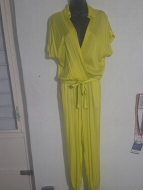 Bright Yellow Tie-Waist Jumpsuit